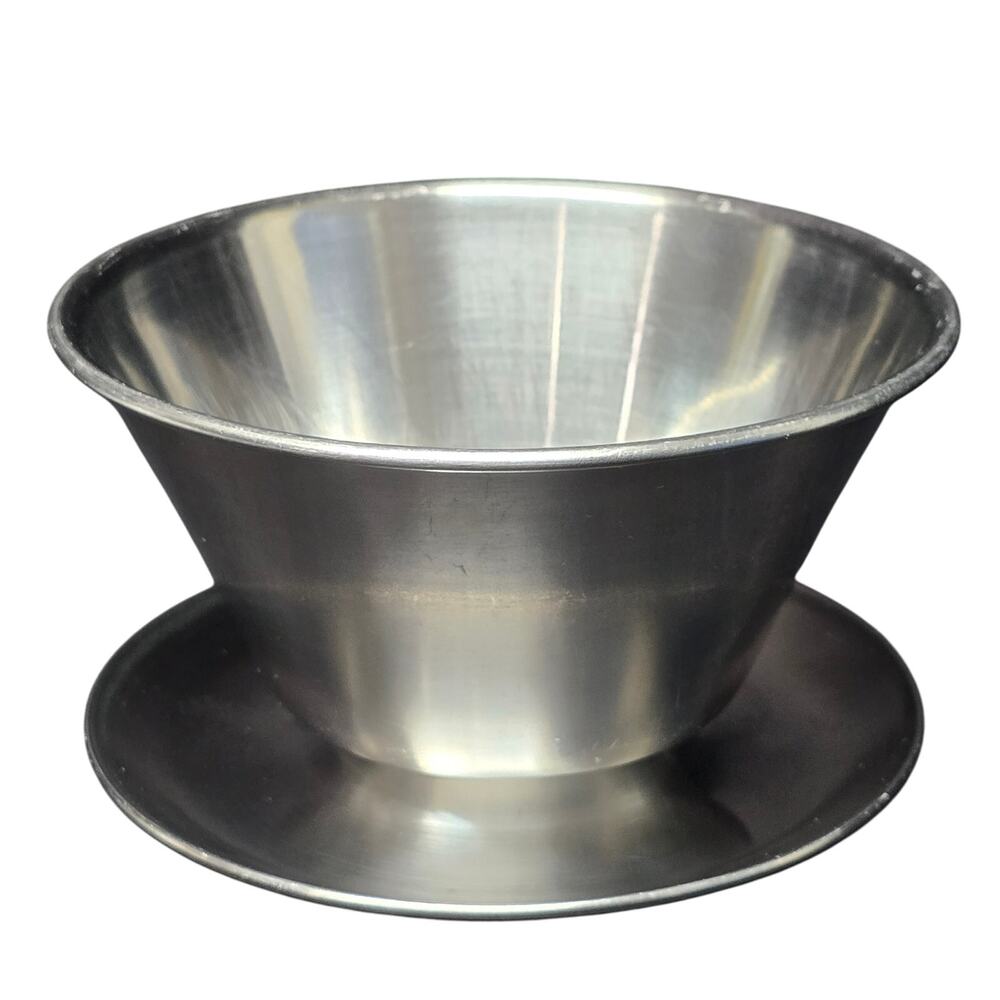 Leonard Stainless Steel 18/8 Gravy Sauce Boat Bowl w/ Attached Underplate Korea
